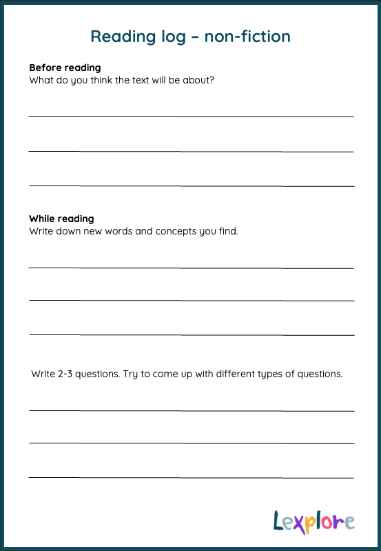 Print reading log non-fiction