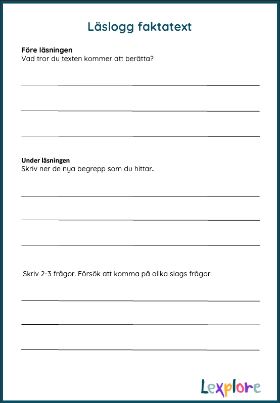 Skriv ut läslogg faktatext